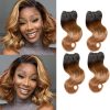 Ombre Human Hair Bundles Body Wave 4 bundle human hair 12A Virgin Unprocessed Human Hair Short Bundles Ombre Blonde Bundles(8888，1B/30）