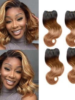 Ombre Human Hair Bundles Body Wave 4 bundle human hair 12A Virgin Unprocessed Human Hair Short Bundles Ombre Blonde Bundles(8888，1B/30）