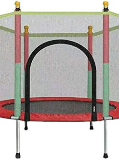 DUBKART 140cm Indoor Trampoline with Protection Net Adult Children Jumping Bed Enclosure Outdoor Trampolines Workout Fitness Equipment