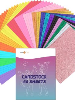HTVRONT Colored Cardstock Paper Bundle, 60 Sheets 20 Colors, Glitter Cardstock and Colored Card Stock 8.5 x 11in, Thick Glitter Cardstock for Cricut Machine, Christmas Birthday Wedding Party Decor