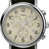 Timex Unisex's Analog Quartz Watch with Leather Strap TW2P624009J, Unisex Weekender Chrono Oversize Slip-Thru Strap Watch