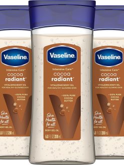 Vaseline Intensive Care Body Gel Oil Cocoa Radiant 6.8 oz, Pack of 3, Brown, 6.8 Ounce