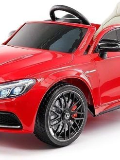 Kids Mercedes C63S 12V7 Power Children Ride-On Car with R/C Parental Remote + EVA Foam Rubber Wheels + Leather Seat + MP3 USB Music Player + LED Lights (Red)