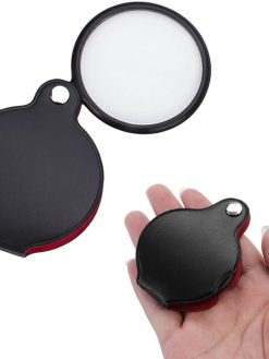 Rubik Folding Magnifying Glass 8x Zoom Magnifier Lens For Pocket, 50mm Lens Diameter, Artificial Leather Case, Gift for Father Mother Children