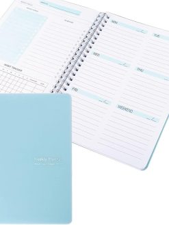 Daily Planner Undated Weekly Planner, To Do List Planner, Weekly Goals A5 Notebook, Meal Planning Pad, Notebook with Spiral Binding 5.7 x 8 in (BLUE)