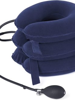 MIXDE Cervical Neck Traction Device Inflatable Neck Support, Adjustable Neck Brace is Good for Spine Alignment and Chronic Neck Pain Relief, Traction Collar is Easy to Use at Home or Office (Blue)