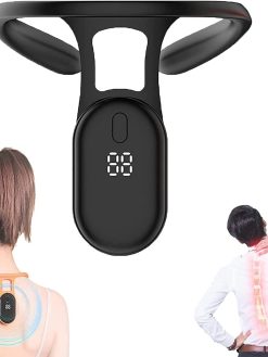 Portable Soothing Body Shaping Neck Instrument, Neck Acupoints Massager Device for Pain Relief, Sitting Posture Correction Belt Neck Lymphatic Relief Massager for Women Men(Black)