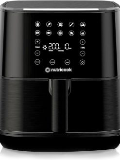 Nutricook Air Fryer 2, 5.5 Liters, 1700 Watts, Digital Control Panel Display, 10 Preset Programs With Built-In Preheat Function, Stainless Steel + BBQ Skewer, 2yrs Warranty, BLK, Amazon exclusive
