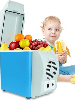 Car Refrigerator 7.5L,Portable Mini Fridge Freezer With 12V DC and 220V AC, Electric Cooler Box for Car, RV, Camping and Home Use blue