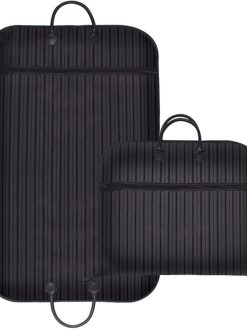 40" Heavy Duty Hanging Garment Bags for Travel Suit Bag for Men Waterproof Oxford Fabric Suit Cover for Traveling Pinstripe Closet Clothes Storage (Black)