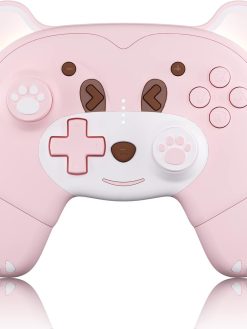 Mytrix Wireless Controller for Switch/Switch Lite/Switch OLED, Cute Pro Controller with Macro, Wake-Up, Headphone Jack, Turbo, Motion, Vibration, Ergonomic and Breathing Light