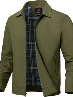 TBMPOY Men's Lightweight Jackets Windbreaker Golf Light Full Zip Up Stylish Work Casual Dress Business with Zip Pockets