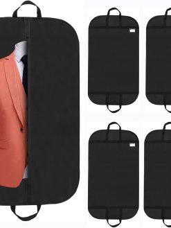 4 Pack 40" Garment Bags for Hanging Clothes Travel and Storage, Suit Covers with Handles Breathable Foldover Suit Bags for Traveling Clothes Protector for Gowns Dresses Sweaters (Black)