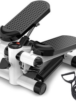 Mini Stepper Trainer Adjustable Height Stepper Exercise Machine with Resistance Bands and LCD Monitor Air Climber Stepping Fitness Machine