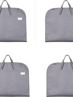 4 Pack 40" Garment Bags for Hanging Clothes Travel and Storage, Suit Covers with Handles Breathable Foldover Suit Bags for Traveling Clothes Protector for Gowns Dresses Sweaters (Grey)