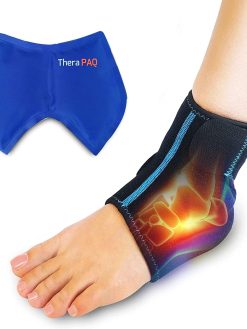 Foot & Ankle Ice Wrap with Hot & Cold Gel Pack by TheraPAQ | Adjustable Brace, Multi-Purpose, Microwaveable, Freezable and Reusable (XS-XL)