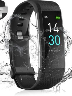 24HOCL Smart Watch Fitness Tracker, Fitness Bracelet with Temperature Measurement Heart Rate Sleep Monitor, Waterproof Sports Wristband Step Calorie Counter (0.96 Inches) Bluetooth