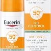 Eucerin Face Sunscreen Oil Control Gel-Cream Dry Touch, High UVA/UVB Protection, SPF 50+, Light Texture Sun Protection, Suitable Under Make-Up, for Oily acne prone skin, 50ml