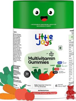 Little Joys Multivitamin Gummies for Kids - Strawberry (2 + years) I 30 Day Pack I No Added Sugar I Vit C, D, A & DHA I Boosts Immunity, Bone Density & Eyesight I | No Preservatives I Gluten Free