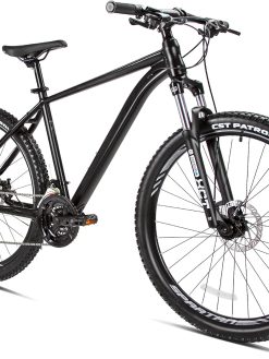 Spartan 27.5 Inches A-Line Hardtail Mountain Bicycles| Lightweight Alloy frame Rims | Gear | Disc brakes | Front Suspension Bike | Shimano Shifters MTB Bike | Shimano Derailers - Red - Satin Black