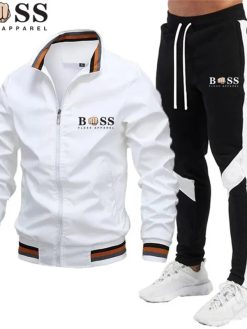 BSS FLEXX APPAREL 2024 Mens Tracksuits Men Sets Sweatshirt+sweatpants Tracksuit Zipper Stand Collar Sports Suit Jogging Fitness