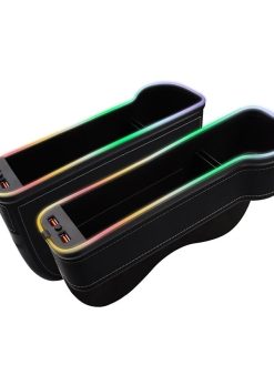 Car Seat Gap Filler Cup Holder 7 Colours Changing LED Car Crevice Storage Organizer Box With 2Usb Charger Car Accessories