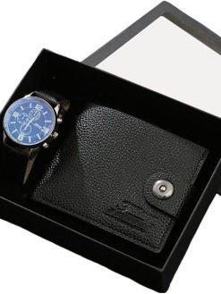Goodern Men's Gift Set Watch Wallet Set,Beautifully Packaged Fashion Business Mens Watches with Men's Wallet Gift Set Waterproof Quartz Watch Men Watch Set for Men Birthday Gifts Father's Day Gift