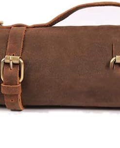 Large Chef's Knife Roll Bag, Heavy Duty Waxed Canvas Knife Carrier, 11 Pockets Kitchen Cooking Tools Storage Case, Easily Carried By Shoulder Strap ForProfessional Chefs, Culinary School Students