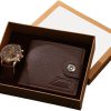 Goodern Men's Gift Set Watch Wallet Set,Beautifully Packaged Fashion Business Mens Watches with Men's Wallet Gift Set Waterproof Quartz Watch Men Watch Set for Men Birthday Gifts Father's Day Gift