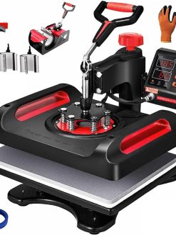 Impresomatic Heat Press Machine Combo Package Printer Transfer Sublimation Machine for T-Shirts, Hat, Mug, Plate, Cap, with Digital Display ​and 360-Degree Swing Arm (8 IN 1)