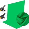 EMART 5x7ft Green Screen Backdrop, Polyester Wrinkle-Resistant Curtain Fabric, Chroma-Key greenscreen Cloth Sheet for Zoom, Including 2 Spring Clamps Suitable for Photoshoot, Interview, Live Stream