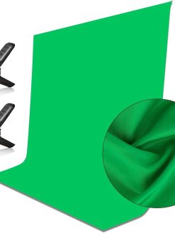 EMART 5x7ft Green Screen Backdrop, Polyester Wrinkle-Resistant Curtain Fabric, Chroma-Key greenscreen Cloth Sheet for Zoom, Including 2 Spring Clamps Suitable for Photoshoot, Interview, Live Stream