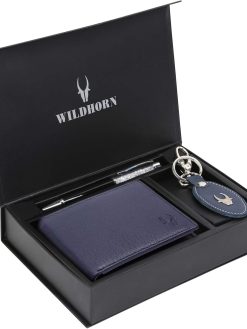 WildHorn Leather Wallet Keychain & Pen Combo For Men, Gift Hamper (GFT 150) Multicolor