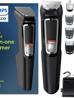 Philips Norelco Multi Groomer All-in-One Trimmer Series 3000-13 Piece Mens Grooming Kit for Beard, Face, Nose, Ear Hair Trimmer and Hair Clipper - NO Blade Oil Needed, MG3740/40