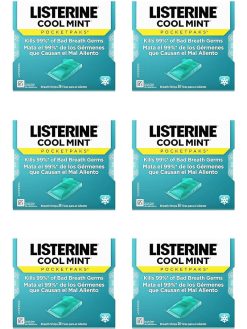 Listerine Cool Mint Pocketpaks Breath Strips Kills Bad Breath Germs, 24-Strip Pack (12 Pack)