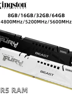 Kingston FURY Beast DDR5 8GB 16GB 4800MHz 5200MHz 5600MHz Desktop AMD Intel CPU Motherboard 288Pin DIMM PC5-34800 41600 DDR5