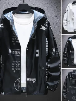 Men Jacket Hooded Zipper Closure Anti-UV Casual Jacket Breathable Windproof Elastic Cuff Jacket Coat For Daily Life