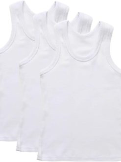 Boys white 100% Cotton Undershirt for school uniform underwear vest, Tshirt, Boxer, Breif (pack of 3)