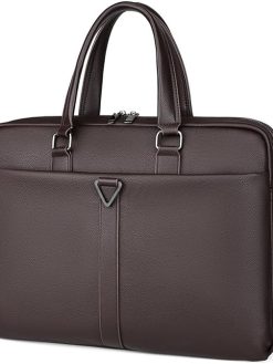 15" Brown Ultrasoft PU Leather Cross Body Messenger Bag, Business Briefcase, Laptop Bag for Men - Compatible with 13-14 inch Laptop MacBook Pro/MacBook Air/iPad Pro