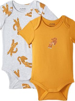 June Baby Boy Baby Tiger Patterned Short Sleeve Bodysuit