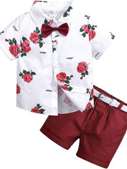 2Pcs Baby Boy Clothing Set Shirt Pant Floral Suits Fashion Cute Clothing Set 12-24 months