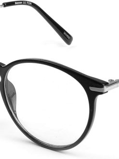 Baytion Blue Light Blocking Glasses - Computer Game Glasses Retro Round Eyeglasses Frame for Women Men, Anti Eye Eyestrain UV 400 Protection Reading Gaming Glasses Non Prescription, Black