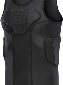 TUOY Men's Padded Quick Dry Vest with 4 Protective Shield Pad for Chest Ribs Back Protect Black