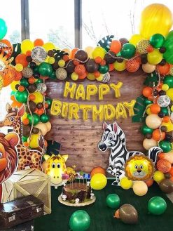 Jungle Safari Theme Party Supplies, Balloon Garland Arch Kit, Tropical Party Decorations, the King of the Jungle Lion Party Supplies for Kids Boys Girls Birthday Baby Shower Decor, Kids Birthday Party
