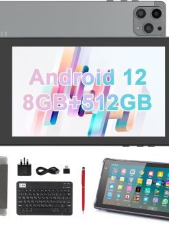 C idea 7 inch Tablet With 4GB RAM+128GB ROM(Expandable 512GB),Android 12 LET+WiFi Tablet,Quad-Core Processor,Dual Camera,1024 * 600 HD IPS Screen,CM513pro (Silver)