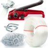 Heavy Duty Packing Strapping kit, Pallet Packing Strapping Tool, 3/4" x 320' Woven Cord Strapping Set, 2000 lbs Break Strength, Recyclable Buckles, Woven Cord Strapping Tensioner