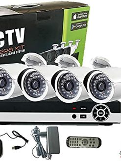 4CH AHD Camera Kit 1.3MP/720P CCTV Security Recording System Kit CCTV Kit 4PCS Metal Bullet Camera Alarm System Home Security