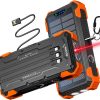 WASTDE Solar Power Bank 26800mAh with 4 Cables, Power Bank 15W USB C Fast Charging 5 Outputs 3 Inputs, Solar Charger with Flashlight (SOS/Strobe/Strong), Red Light, Thermometer
