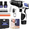 Cordless Drill Driver Set w/ 2x 1500mAh Batteries and 23 Pieces Bits, 16.8V 45Nm Household Drills Machine Electric Screwdriver Power Tool Kit, 18+1 Torque Settings, 1400RPM, LED light for Wood Plastic