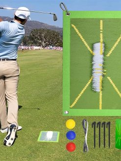 ALEYHA Golf Training Mat For Swing Detection Batting, Mini Golf Practice Hitting Aid, Golf Practice Mats Swing Path, Golf Swing Path Trainer Mat,Golf Swing Trainer Practice Mat Indoor Outdoor